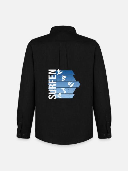 Surfen - Männer Oxford Hemd von Stanley/Stella - Schwarz