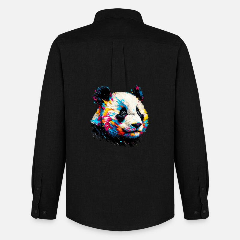 Panda - Männer Oxford Hemd von Stanley/Stella - Schwarz