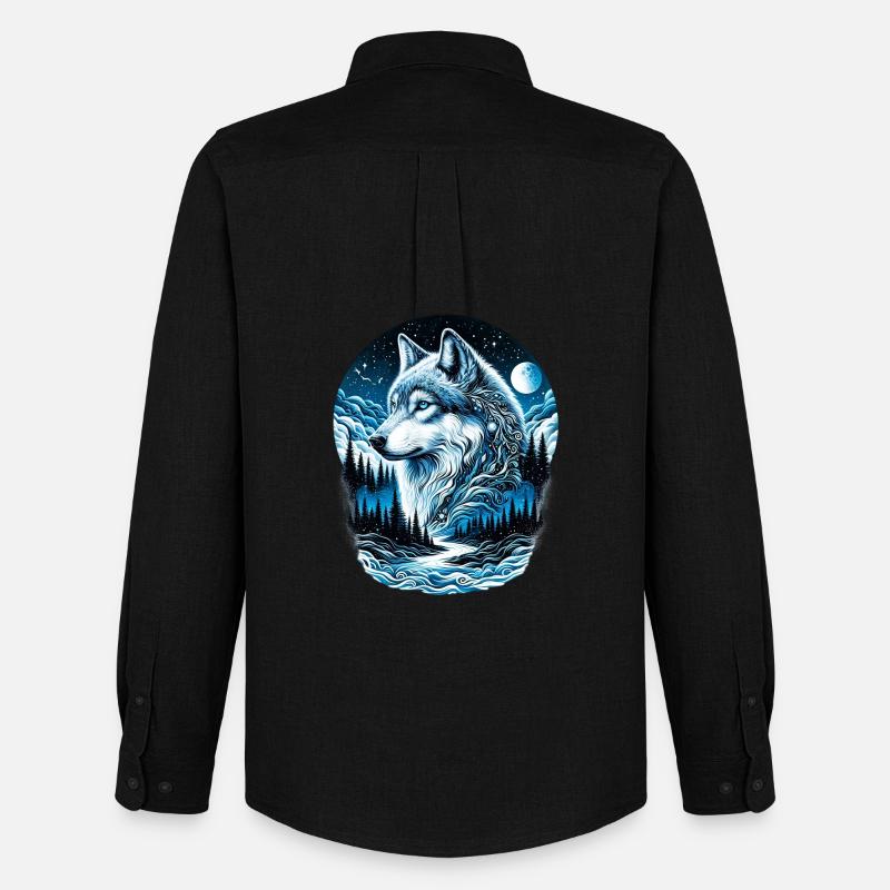 Wolf - Männer Oxford Hemd von Stanley/Stella - Schwarz