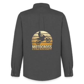 Motocross Leidenschaft - Männer Oxford Hemd von Stanley/Stella - Anthrazit - Hinten - AI Model Male 185 dark (185cm)