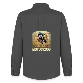 Live it Love it Ride it - Motocross - Männer Oxford Hemd von Stanley/Stella - Anthrazit - Hinten - AI Model Male 185 dark (185cm)