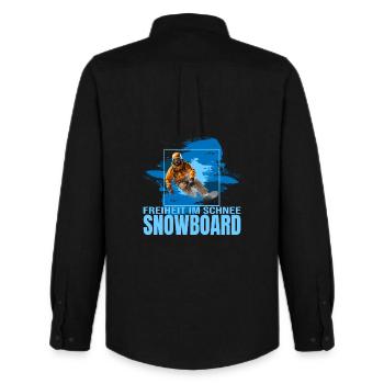 Freiheit im Schnee - Snowboard - Männer Oxford Hemd von Stanley/Stella - Schwarz - Hinten - AI Model Male 185 dark (185cm)