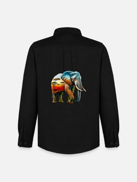Elefant - Männer Oxford Hemd von Stanley/Stella - Schwarz