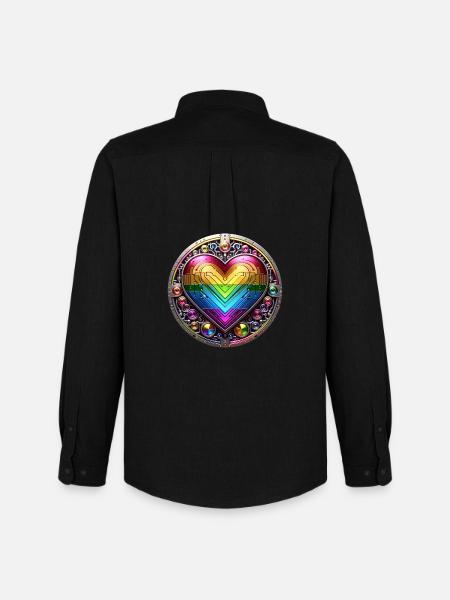 Metallic Rainbow Heart - Men's Oxford Shirt by Stanley/Stella - black