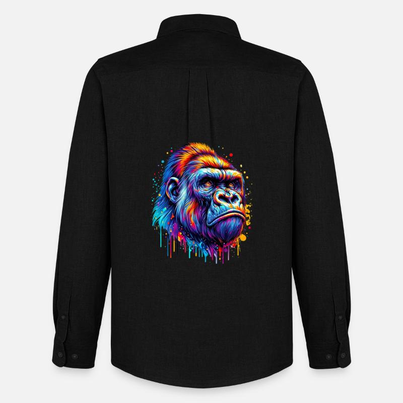 Gorilla - Männer Oxford Hemd von Stanley/Stella - Schwarz