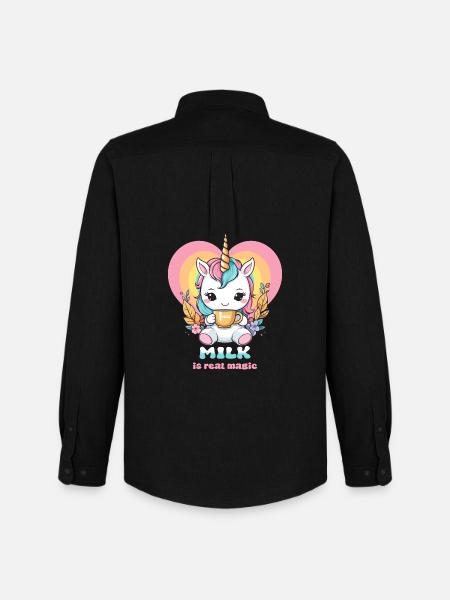 Süßes Milch Einhorn - Männer Oxford Hemd von Stanley/Stella - Schwarz