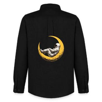 Un astronaute sur un croissant de Lune - Chemise Oxford homme Stanley/Stella - noir - Dos - AI Model Male 185 dark (185cm)