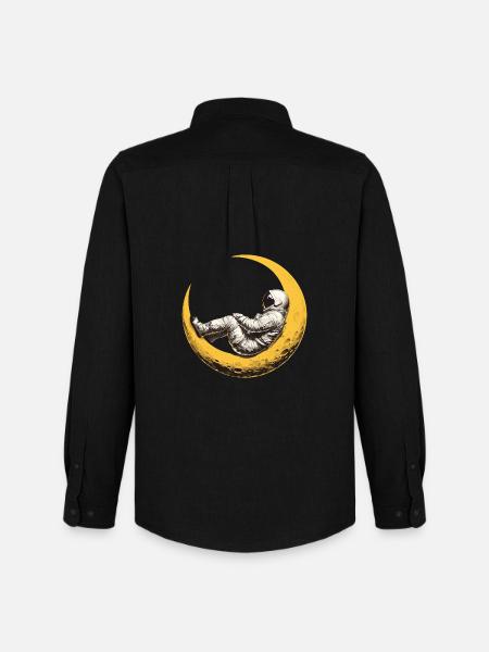 An astronaut on a crescent Moon - Men's Oxford Shirt by Stanley/Stella - black