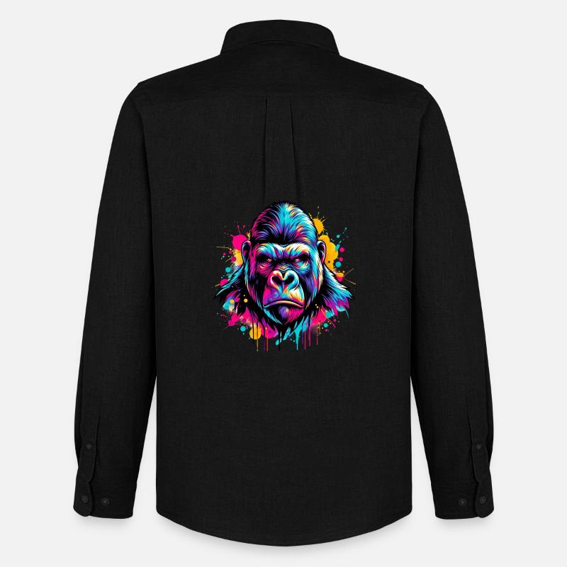 Gorilla - Männer Oxford Hemd von Stanley/Stella - Schwarz