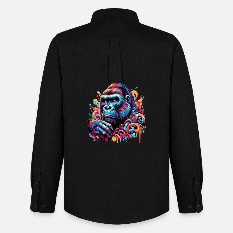 Gorilla - Männer Oxford Hemd von Stanley/Stella - Schwarz