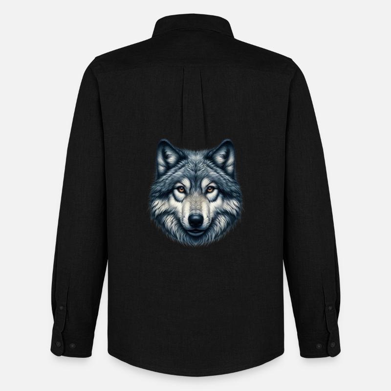 Wolf - Männer Oxford Hemd von Stanley/Stella - Schwarz