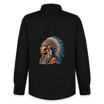 American Indian American Red Skin - Men's Oxford Shirt by Stanley/Stella - black - Back - AI Model Male 185 dark (185cm)
