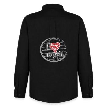 Fleisch als Herz auf dem Grill - Liebe zum grillen - Männer Oxford Hemd von Stanley/Stella - Schwarz - Hinten - AI Model Male 185 dark (185cm)