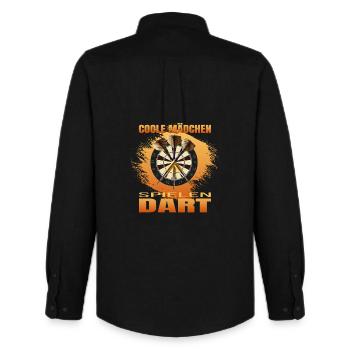 Coole Mädchen spielen Dart - Männer Oxford Hemd von Stanley/Stella - Schwarz - Hinten - AI Model Male 185 dark (185cm)