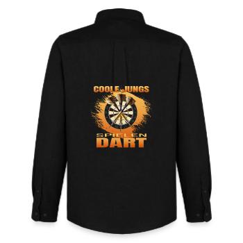 Coole Jungs spielen Dart - Männer Oxford Hemd von Stanley/Stella - Schwarz - Hinten - AI Model Male 185 dark (185cm)