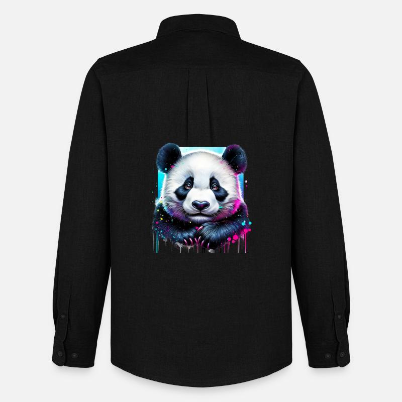 Panda - Männer Oxford Hemd von Stanley/Stella - Schwarz