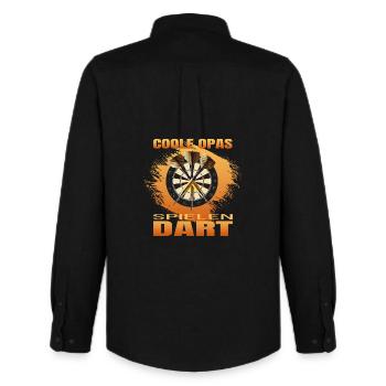 Coole Opas spielen Dart - Männer Oxford Hemd von Stanley/Stella - Schwarz - Hinten - AI Model Male 185 dark (185cm)