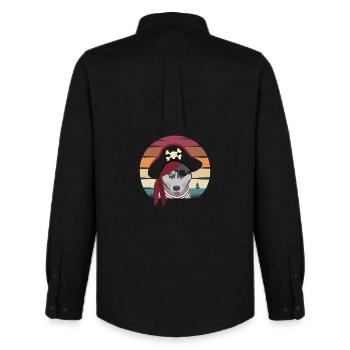 Chien pirate - Chemise Oxford homme Stanley/Stella - noir - Dos - AI Model Male 185 dark (185cm)
