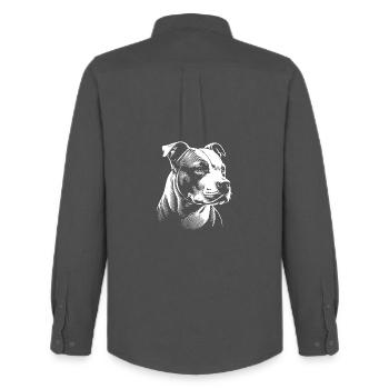 Staffordshire bull terrier head, staffy, staff - Men's Oxford Shirt by Stanley/Stella - anthracite - Back - AI Model Male 185 dark (185cm)