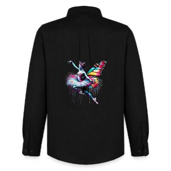 Ballerina mit Schmetterlingsflügeln Schmetterlinge Tutu - Männer Oxford Hemd von Stanley/Stella - Schwarz - Hinten - AI Model Male 185 dark (185cm)