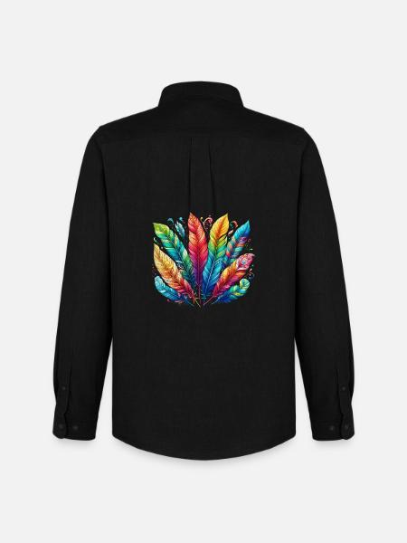 Feather Feather Pen Pens - Men's Oxford Shirt by Stanley/Stella - black