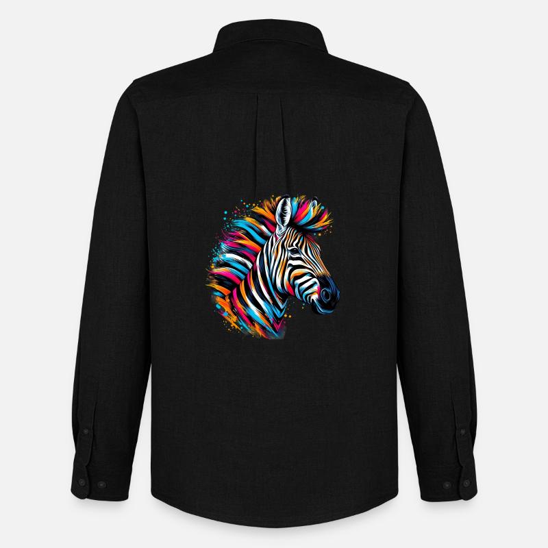 Zebra - Männer Oxford Hemd von Stanley/Stella - Schwarz