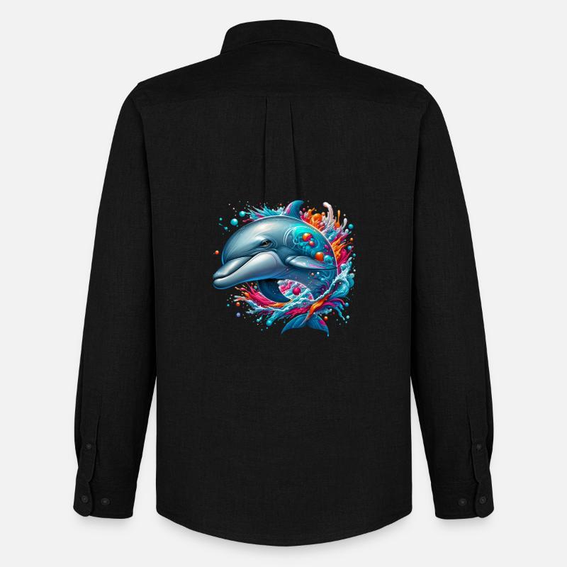Delfin - Männer Oxford Hemd von Stanley/Stella - Schwarz