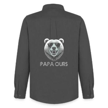Tête ours cool avec lunettes de soleil. papa ours - Chemise Oxford homme Stanley/Stella - charbon - Dos - AI Model Male 185 dark (185cm)