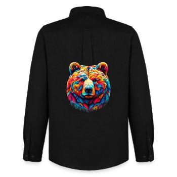 Bear - Men's Oxford Shirt by Stanley/Stella - black - Back - AI Model Male 185 dark (185cm)