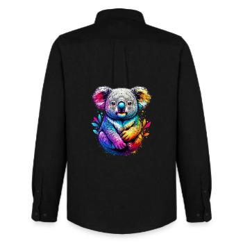 Koala - Men's Oxford Shirt by Stanley/Stella - black - Back - AI Model Male 185 dark (185cm)