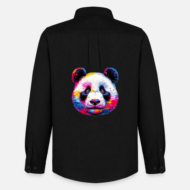 Panda - Männer Oxford Hemd von Stanley/Stella - Schwarz