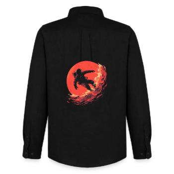 Astronaute Surfeur - Chemise Oxford homme Stanley/Stella - noir - Dos - AI Model Male 185 dark (185cm)