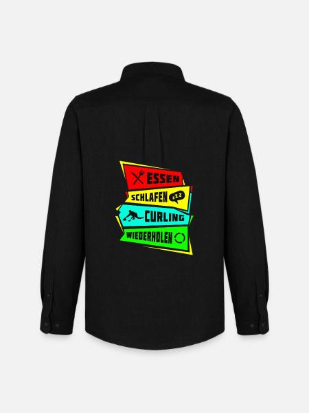 Eating Sleeping Curling Repeat - Men's Oxford Shirt by Stanley/Stella - black