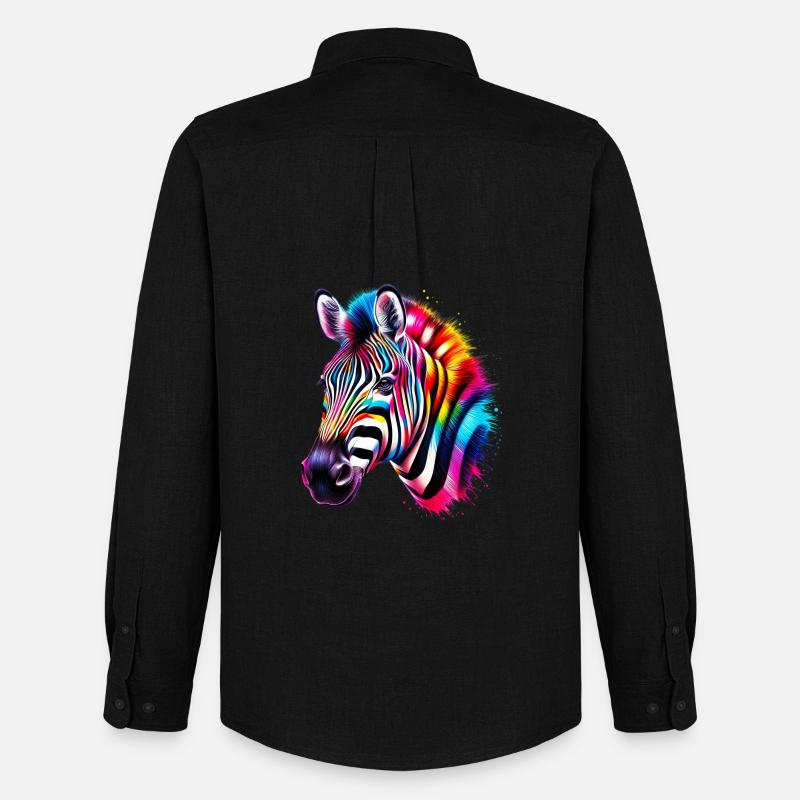 Zebra - Männer Oxford Hemd von Stanley/Stella - Schwarz