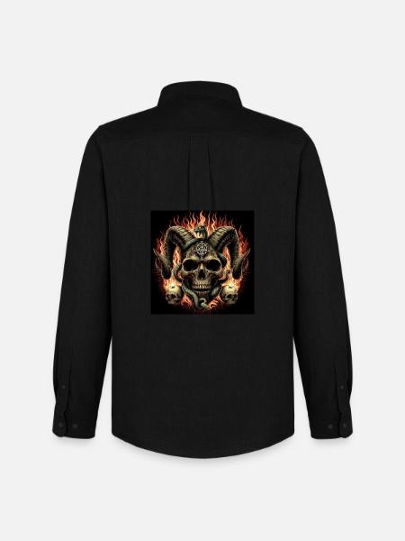 Satanic Skull on Fire - Men's Oxford Shirt by Stanley/Stella - black