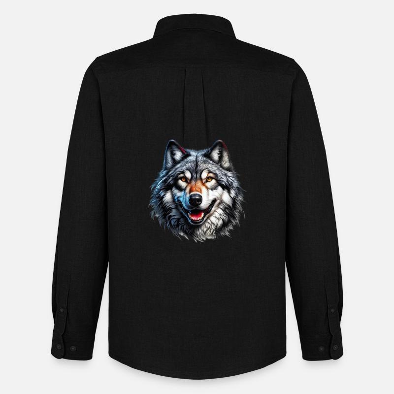 Wolf - Männer Oxford Hemd von Stanley/Stella - Schwarz