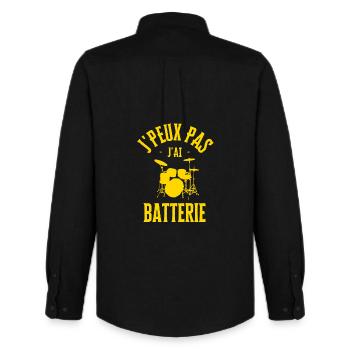 I can't I have battery - Men's Oxford Shirt by Stanley/Stella - black - Back - AI Model Male 185 dark (185cm)