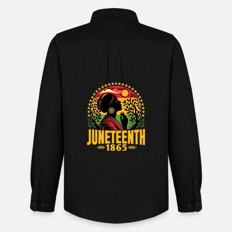 Juneteenth: 19. Juni 1865, Freiheit - Männer Oxford Hemd von Stanley/Stella - Schwarz