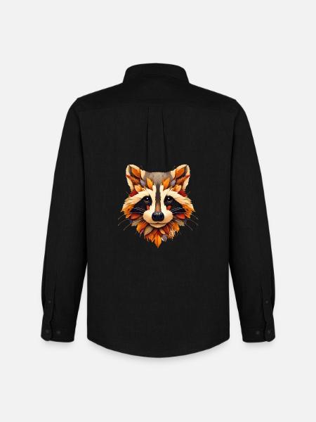 Raccoon, designed from different leaves - Men's Oxford Shirt by Stanley/Stella - black