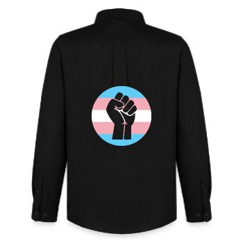 LGBTQ Pride Month - Fighting for Trans Equality - Men's Oxford Shirt by Stanley/Stella - black - Back - AI Model Male 185 dark (185cm)