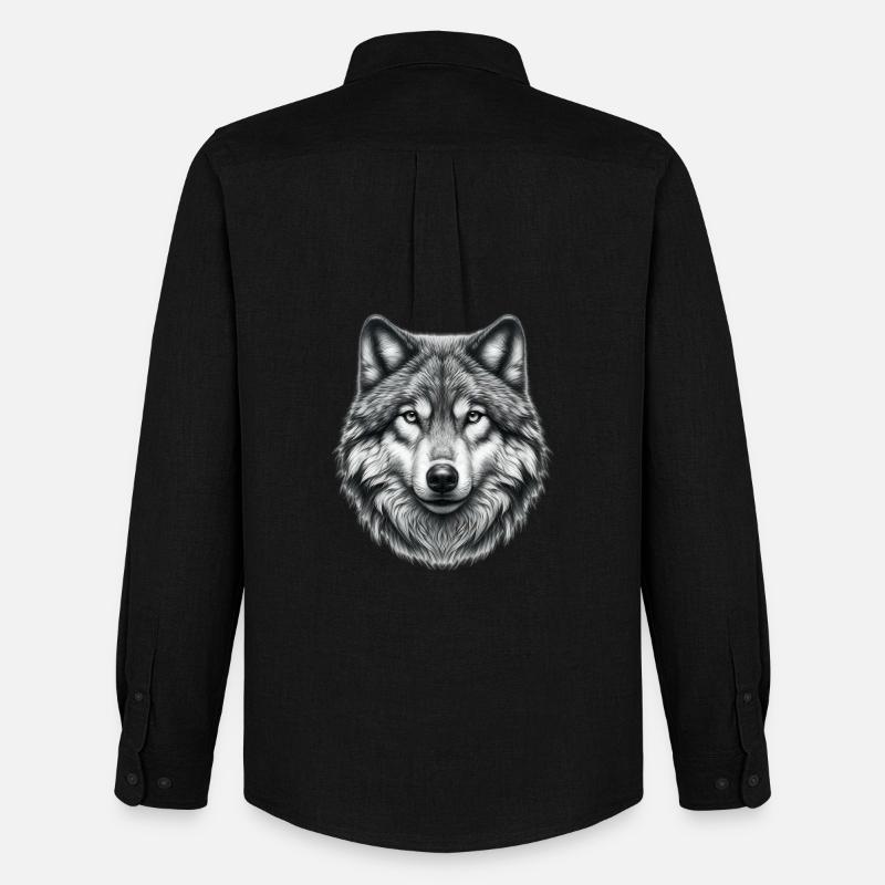Wolf - Männer Oxford Hemd von Stanley/Stella - Schwarz