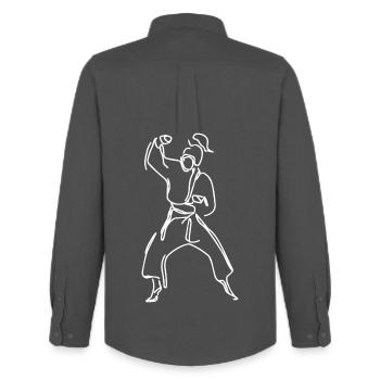 Female Karateka - Men's Oxford Shirt by Stanley/Stella - anthracite - Back - AI Model Male 185 dark (185cm)
