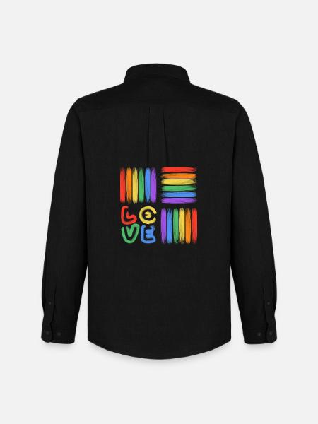Rainbow Love Brush Art - Men's Oxford Shirt by Stanley/Stella - black