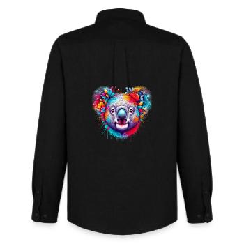 Koala - Men's Oxford Shirt by Stanley/Stella - black - Back - AI Model Male 185 dark (185cm)
