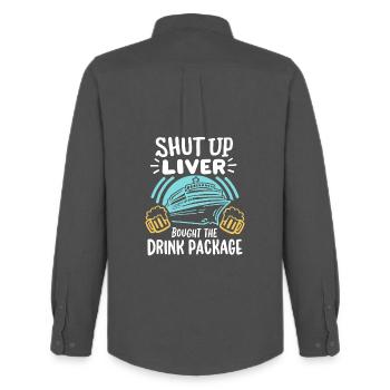 Kreuzfahrt Urlaub Trinken - Männer Oxford Hemd von Stanley/Stella - Anthrazit - Hinten - AI Model Male 185 dark (185cm)
