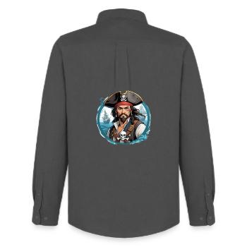 Pirate Corsair Illustration - Chemise Oxford homme Stanley/Stella - charbon - Dos - AI Model Male 185 dark (185cm)