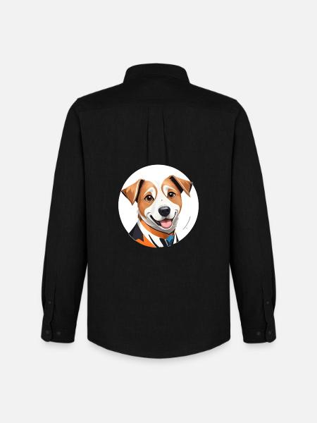 Portrait de chien amical stylisé - Chemise Oxford homme Stanley/Stella - noir