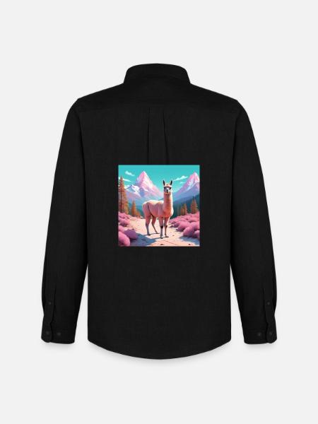Llama in the mountains - Men's Oxford Shirt by Stanley/Stella - black