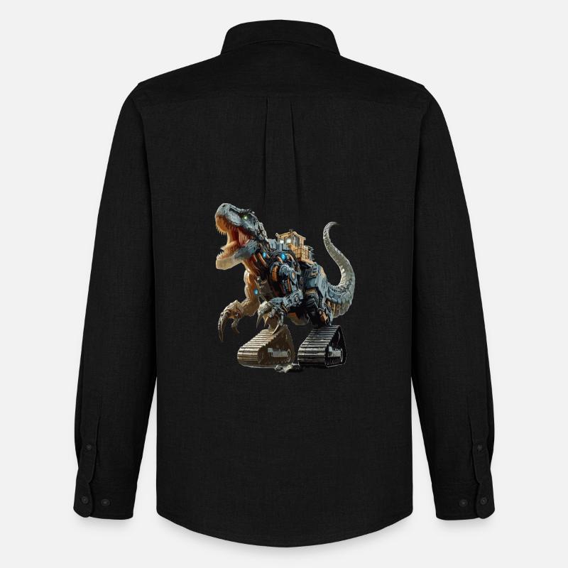 Bagger T-Rex Dinosaurier - Männer Oxford Hemd von Stanley/Stella - Schwarz