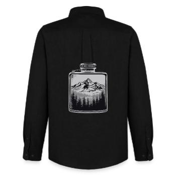 Nature Paysage Extérieur Montagne Paysage Hip Flask - Chemise Oxford homme Stanley/Stella - noir - Dos - AI Model Male 185 dark (185cm)